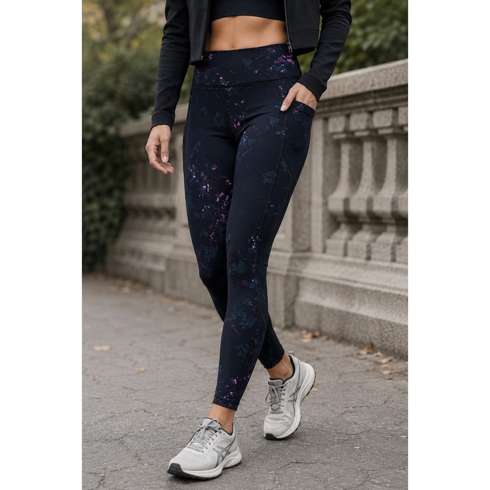 Sweaty Betty Zero Gravity Floral Running Leggings High Rise Pockets Black M